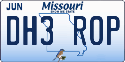 MO license plate DH3R0P