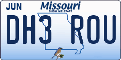 MO license plate DH3R0U