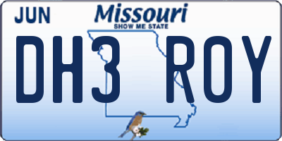 MO license plate DH3R0Y