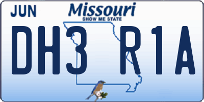 MO license plate DH3R1A