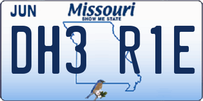MO license plate DH3R1E
