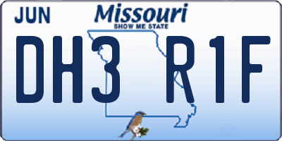 MO license plate DH3R1F