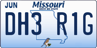 MO license plate DH3R1G