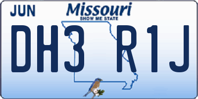 MO license plate DH3R1J