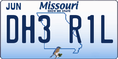 MO license plate DH3R1L