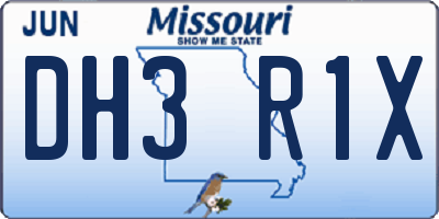 MO license plate DH3R1X