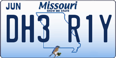 MO license plate DH3R1Y