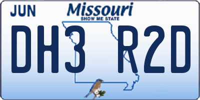 MO license plate DH3R2D