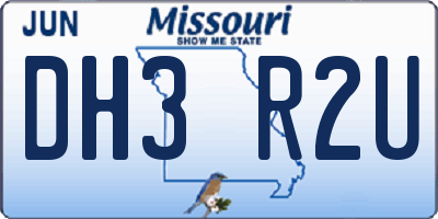 MO license plate DH3R2U