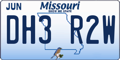 MO license plate DH3R2W