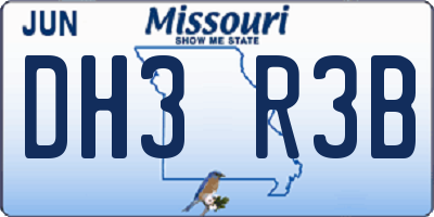 MO license plate DH3R3B