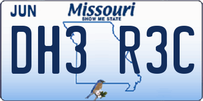MO license plate DH3R3C