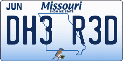 MO license plate DH3R3D