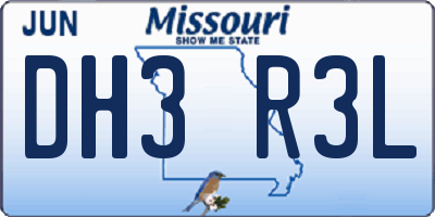MO license plate DH3R3L