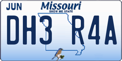 MO license plate DH3R4A