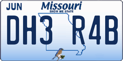 MO license plate DH3R4B