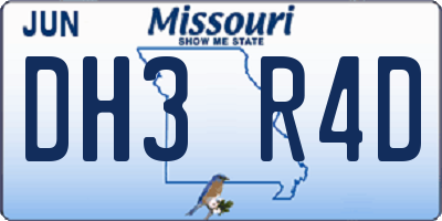 MO license plate DH3R4D