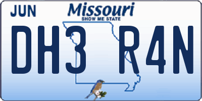 MO license plate DH3R4N