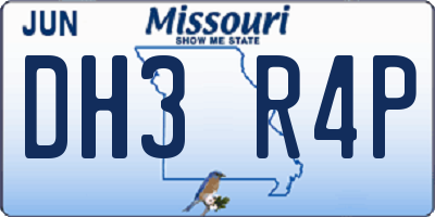 MO license plate DH3R4P