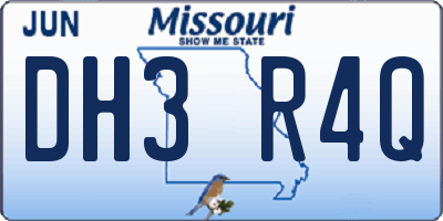 MO license plate DH3R4Q