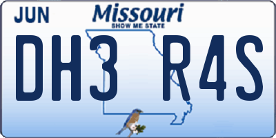MO license plate DH3R4S