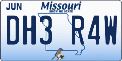 MO license plate DH3R4W