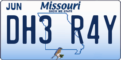 MO license plate DH3R4Y