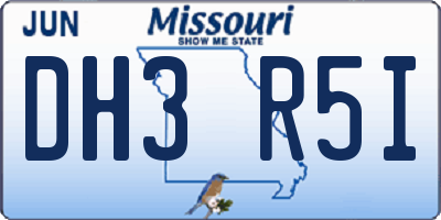 MO license plate DH3R5I