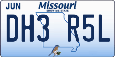 MO license plate DH3R5L