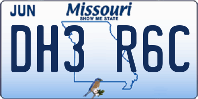 MO license plate DH3R6C