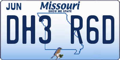 MO license plate DH3R6D