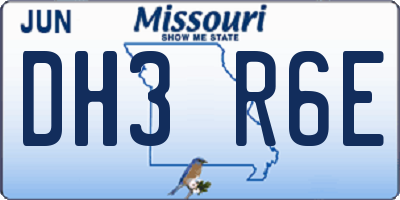 MO license plate DH3R6E