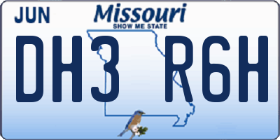 MO license plate DH3R6H