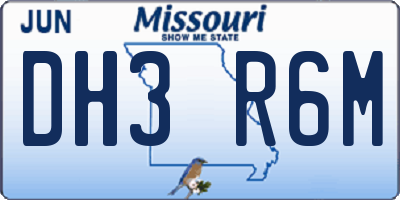 MO license plate DH3R6M