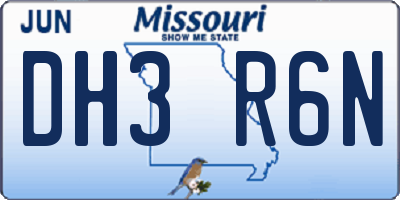MO license plate DH3R6N