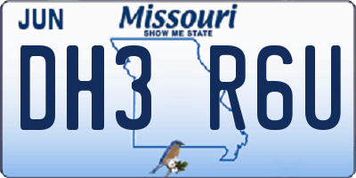 MO license plate DH3R6U