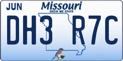 MO license plate DH3R7C