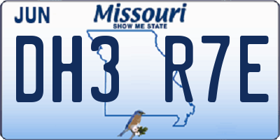 MO license plate DH3R7E