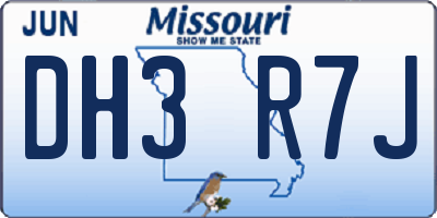 MO license plate DH3R7J