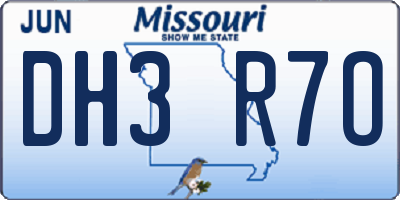 MO license plate DH3R7O