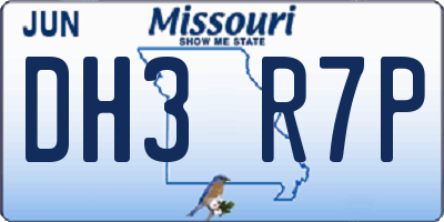 MO license plate DH3R7P