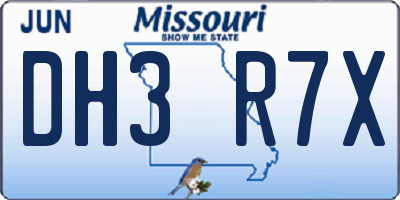 MO license plate DH3R7X