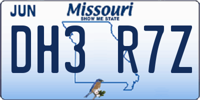 MO license plate DH3R7Z