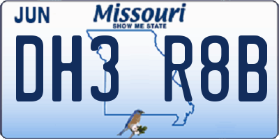 MO license plate DH3R8B