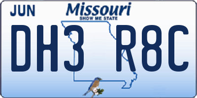 MO license plate DH3R8C