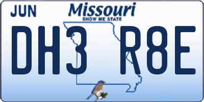 MO license plate DH3R8E