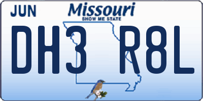 MO license plate DH3R8L
