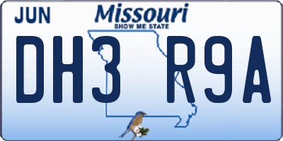 MO license plate DH3R9A