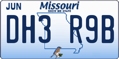 MO license plate DH3R9B