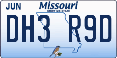 MO license plate DH3R9D